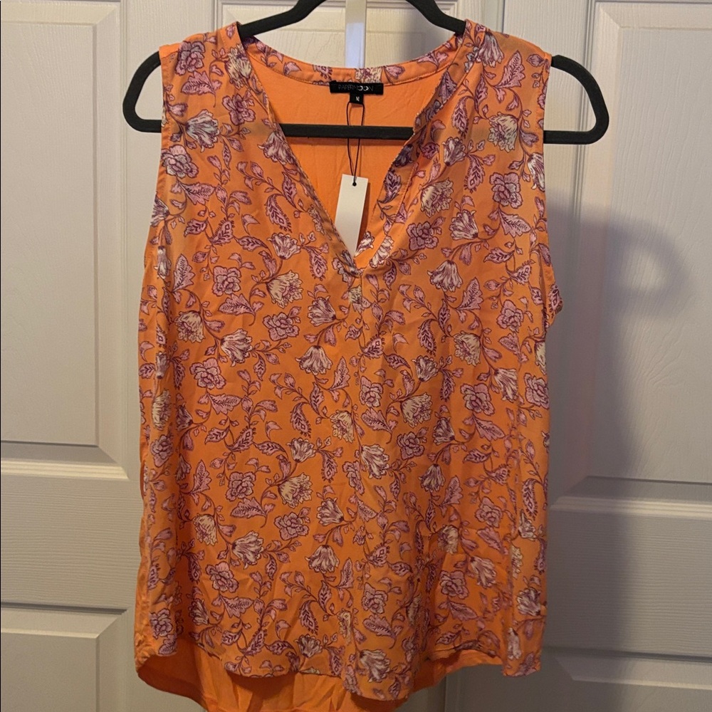 NWT Floral Orange Sleeveless Blouse